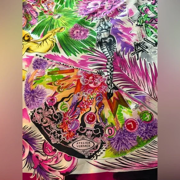 Versace Scarf. 100% Silk. Vibrant Multicolor. Made in Italy.